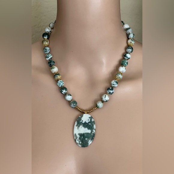 22 inch Tree Agate Gemstone bead Necklace NWOT - Picture 11 of 11